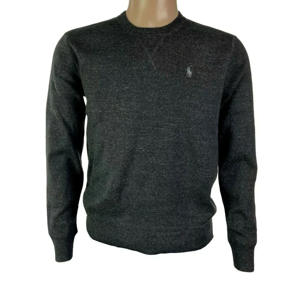 Polo Ralph Lauren Men’s Small Black Crew Fleece Pullover Sweatshirt Sweater NEW - Picture 1 of 7